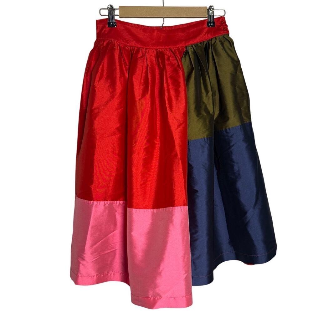 Frances Valentine Barbara Gathered Colorblock Midi Skirt Women’s Sz. S - Picture 5 of 11